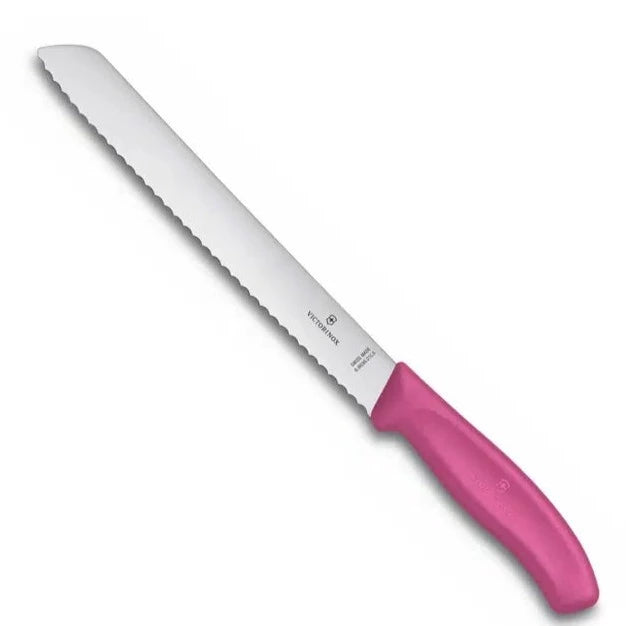 Bread Knife Wavy Edge Blade 21cm - Pink