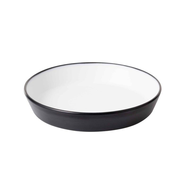 Melamine - Dual Colour Flat Round Bowl 19cm - White & Black