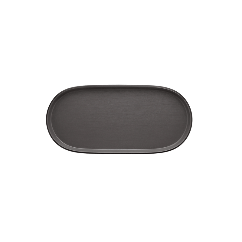 Melamine - Oblong Plate 23.5x11cm - Grey & Black