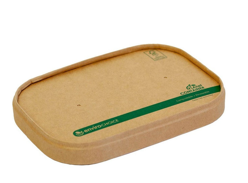 Lid - Rectangular Paperboard PLA Takeaway Bowl Kraft s50