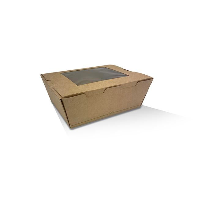 Kraft Lunch Box w/window - Medium 152x120x64mm, s50