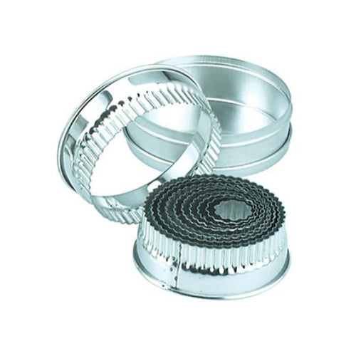 Cutter Set - Round Crinkled 14pce - Tin - 25-115mm