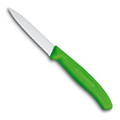 Paring Knife Serrated Pointed Tip 8cm Green