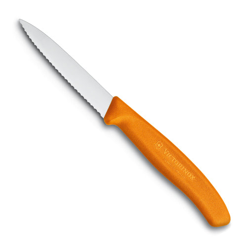 Paring Knife Serrated Pointed Tip 10cm Orange