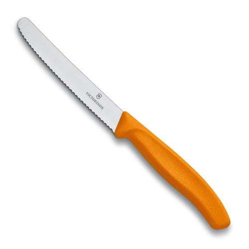 Steak Knife Serrated Round Tip 11cm Orange
