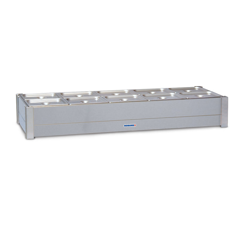 Roband Hot Bain Marie - 10 x 1/2 Size - Double Row - Incl. 4 x 1/2 Pans & Lids