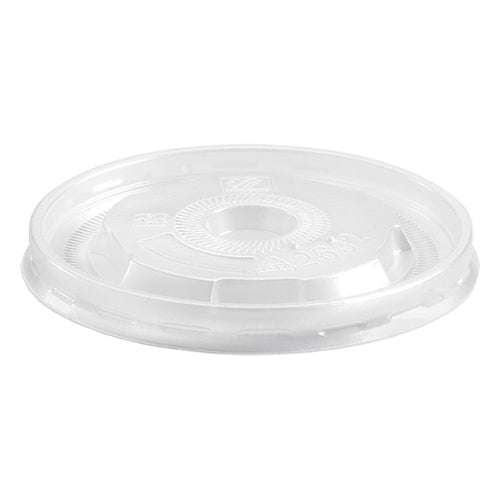 Lid - Clear Flat with Straw Slot, suit 300-700ml PLA Cup, c1000