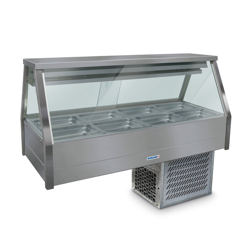 Roband Straight Glass Refrigerated Display Bar - Piped and Foamed - 8 Pans