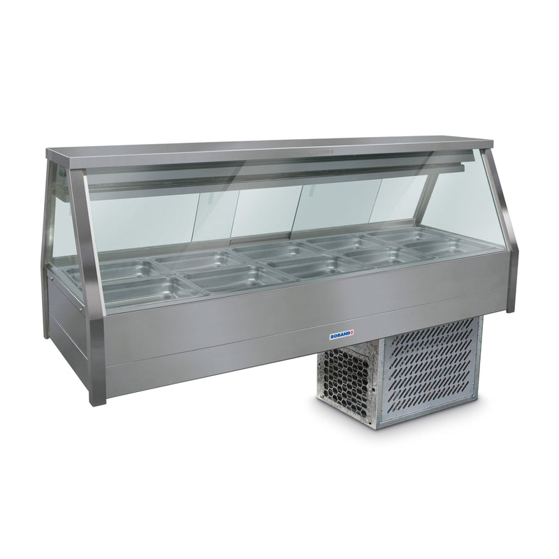 Roband Straight Glass Refrigerated Display Bar - Piped and Foamed - 10 Pans