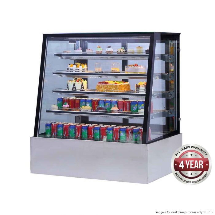 Straight Front Glass Cake Display 5 Display Levels 2000x800x1350mm
