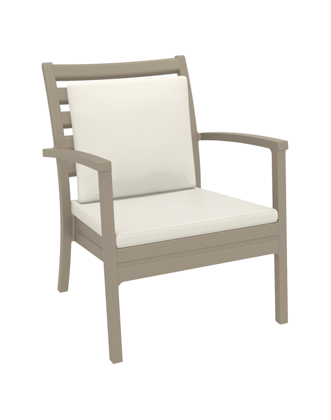 Artemis XL Armchair - Taupe with Beige Seat and Back Cushion