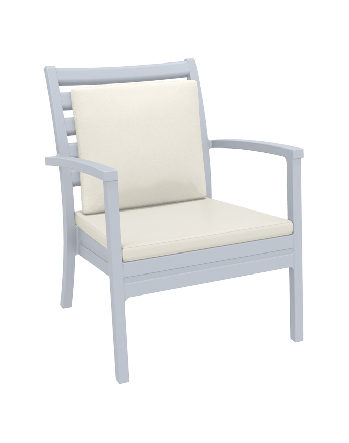 Artemis XL Armchair - Silver Grey with Beige Seat and Back Cushion