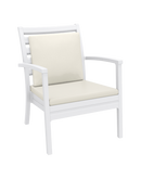 Artemis XL Armchair - White with Beige Seat and Back Cushion
