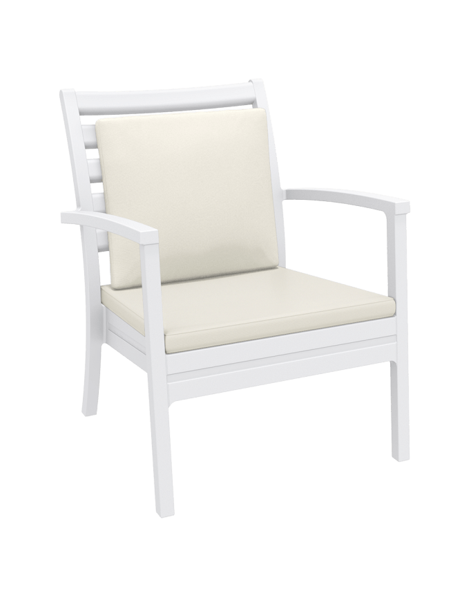 Artemis XL Armchair - White with Beige Seat and Back Cushion