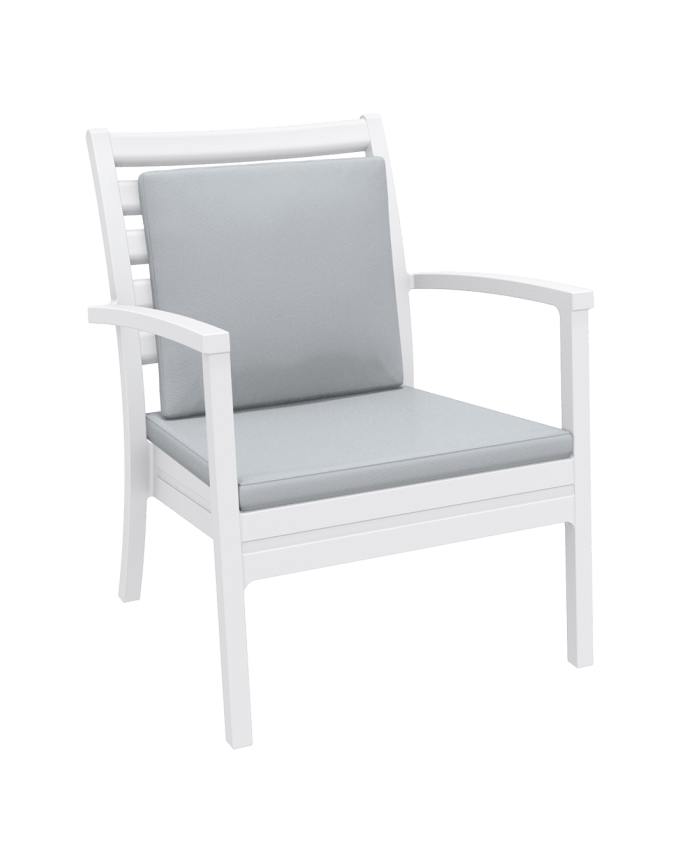 Artemis XL Armchair - White with Light Grey Seat and Back Cushion