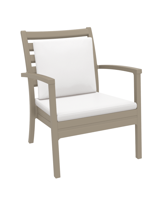 Artemis XL Armchair - Taupe with White Seat and Back Cushion