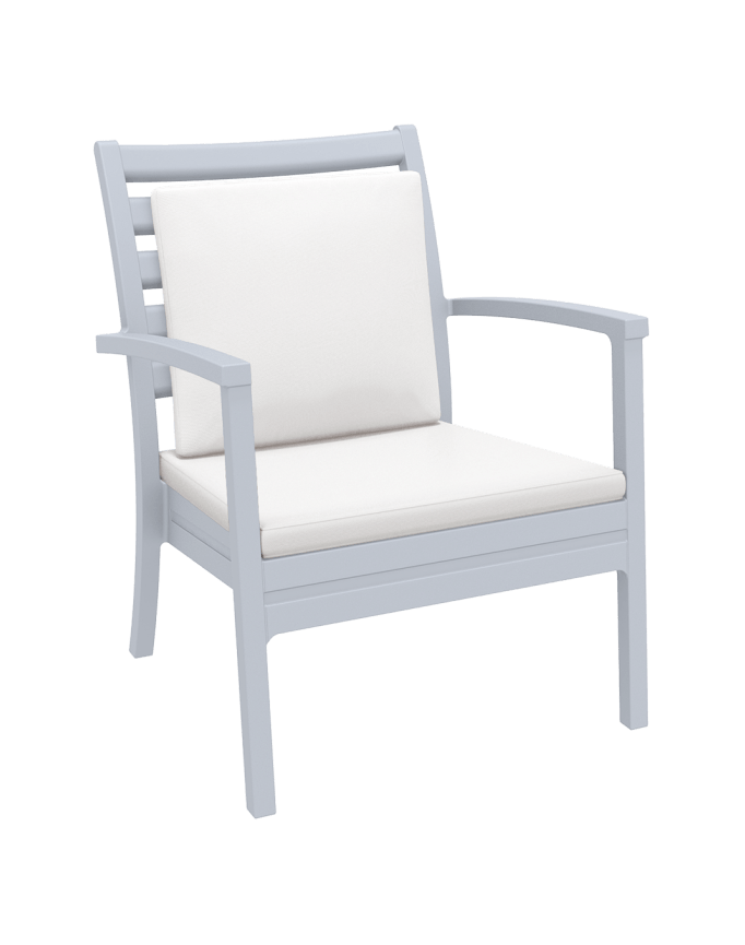 Artemis XL Armchair - Silver Grey with White Seat and Back Cushion