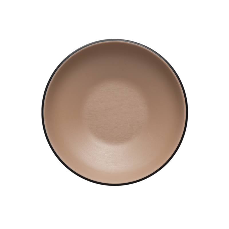 Melamine - Round Bowl 17.5cm - Beige & Black