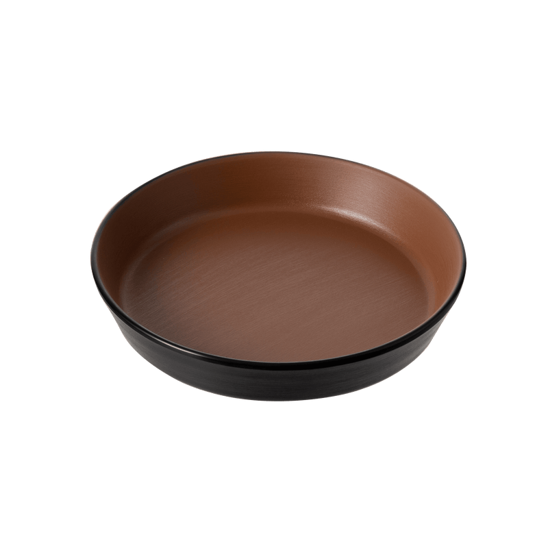 Melamine - Dual Colour Flat Round Bowl 19cm - Brown & Black