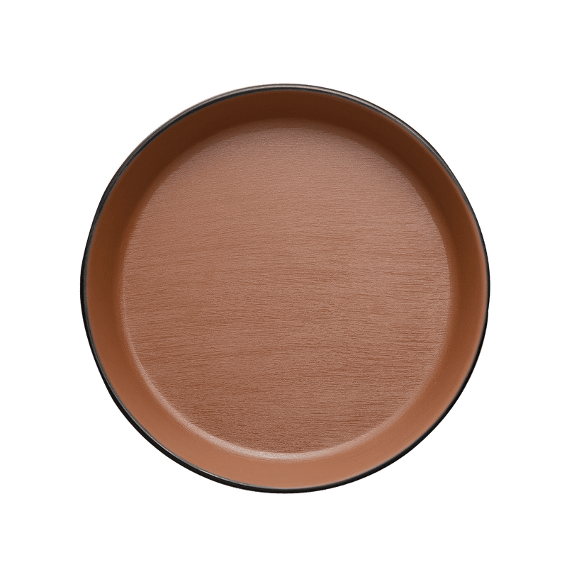 Melamine - Dual Colour Flat Round Bowl 19cm - Brown & Black