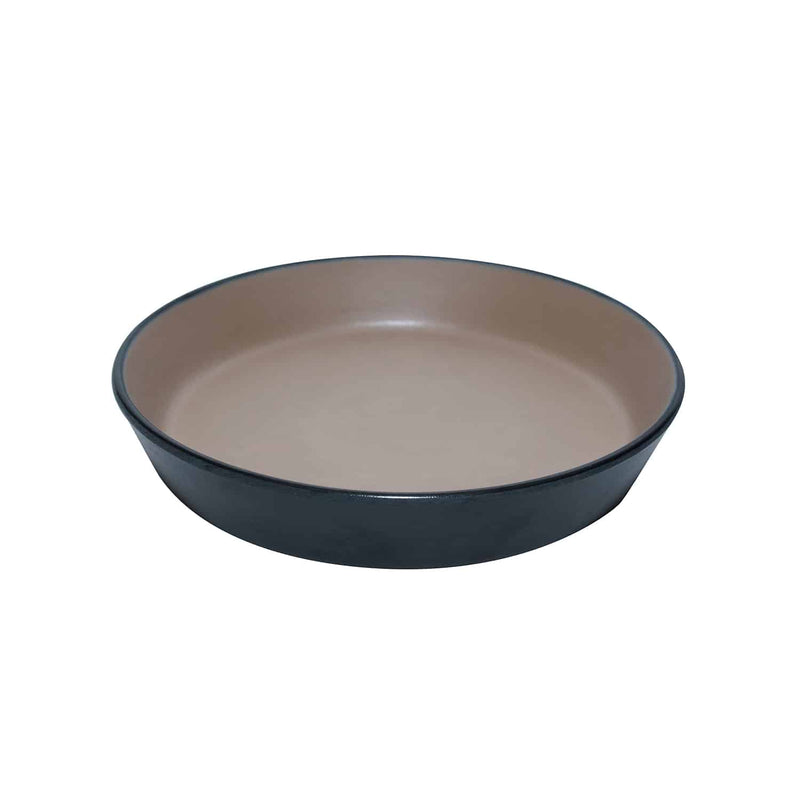 Melamine - Dual Colour Flat Round Bowl 19cm - Beige & Black