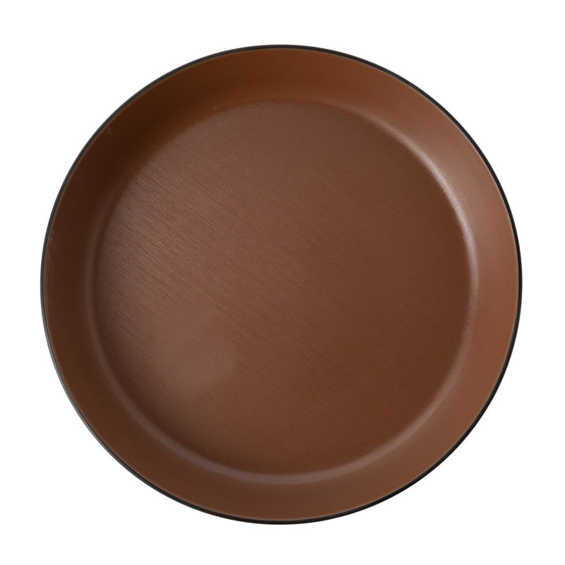 Melamine - Dual Colour Flat Round Bowl 29cm - Brown & Black