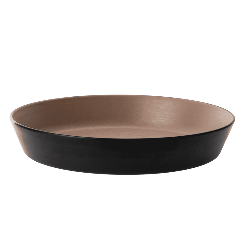 Melamine - Dual Colour Flat Round Bowl 29cm - Beige & BLACK