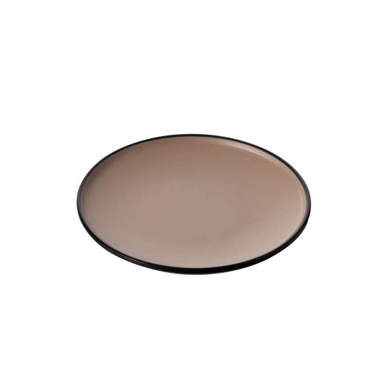 Melamine - Dual Colour Round Plate 16.7cm - Beige & Black