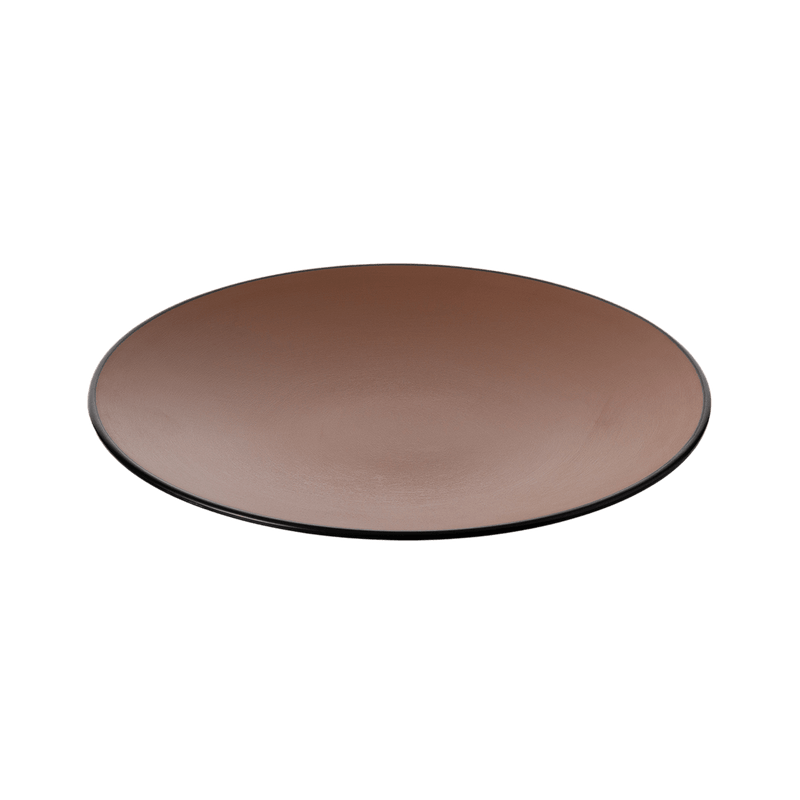 Melamine - Dual Colour Round Plate 25cm - Brown & Black