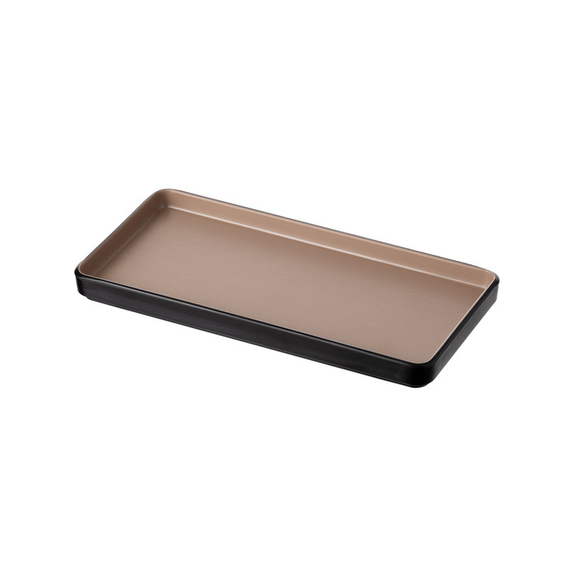 Melamine - Dual Colour Rect. Plate 25x12cm - Beige & Black