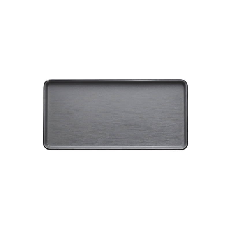Melamine - Dual Colour Rect. Plate 25x12cm - Grey & Black
