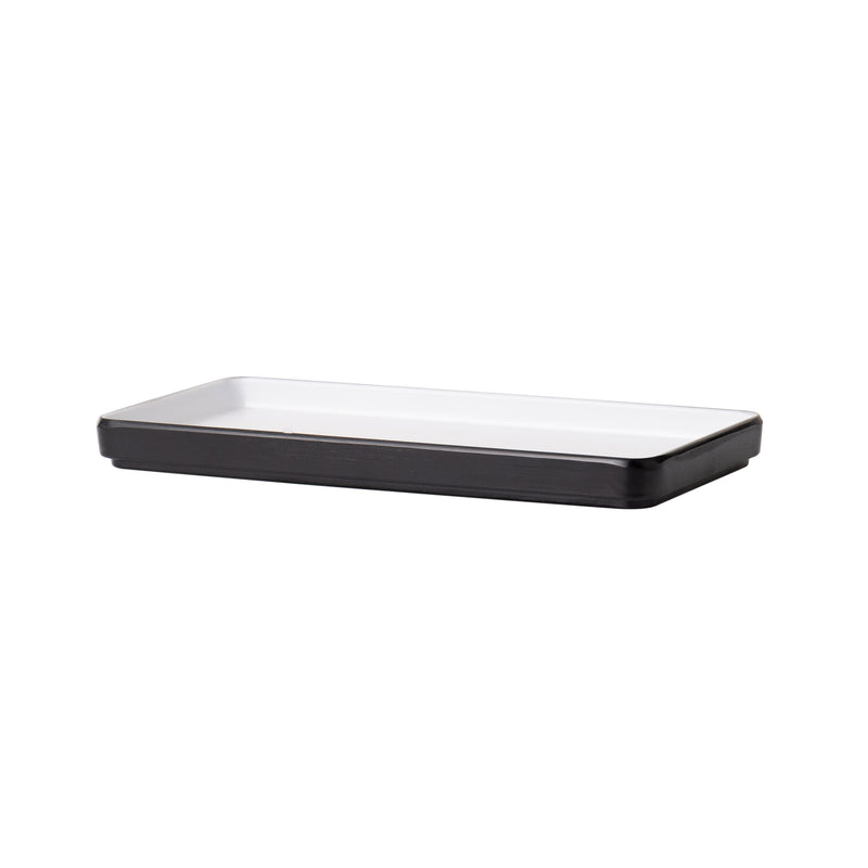 Melamine - Dual Colour Rect. Plate 25x12cm - White & Black