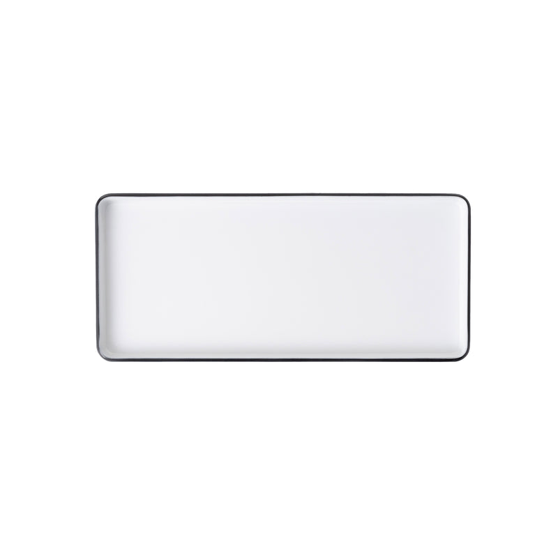Melamine - Dual Colour Rect. Plate 32.5x15cm - White & Black