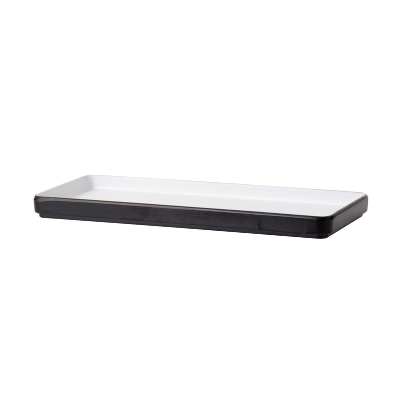 Melamine - Dual Colour Rect. Plate 32.5x15cm - White & Black