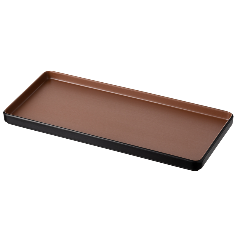 Melamine - Dual Colour Rect. Plate 32.5x15cm - Brown & Black