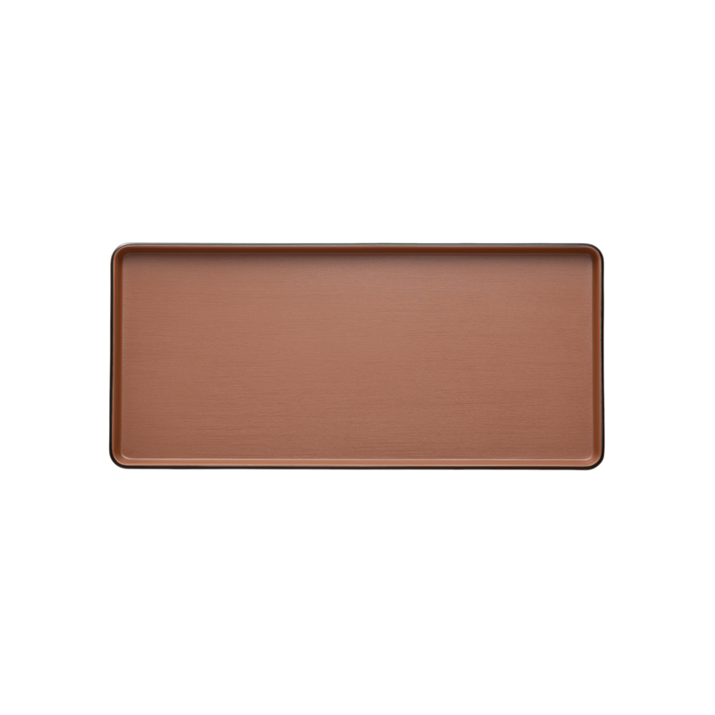 Melamine - Dual Colour Rect. Plate 32.5x15cm - Brown & Black