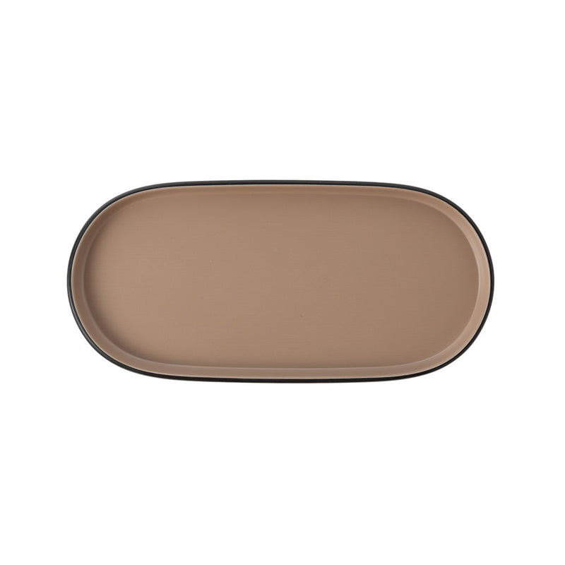 Melamine - Dual Colour Oblong Plate 23.5x11cm - Beige & Black