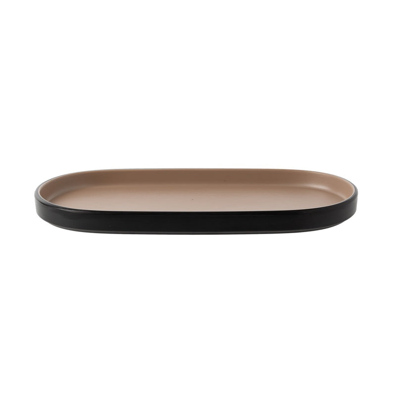 Melamine - Dual Colour Oblong Plate 23.5x11cm - Beige & Black