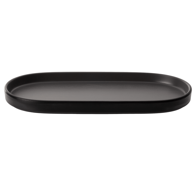 Melamine - Oblong Plate 23.5x11cm - Grey & Black
