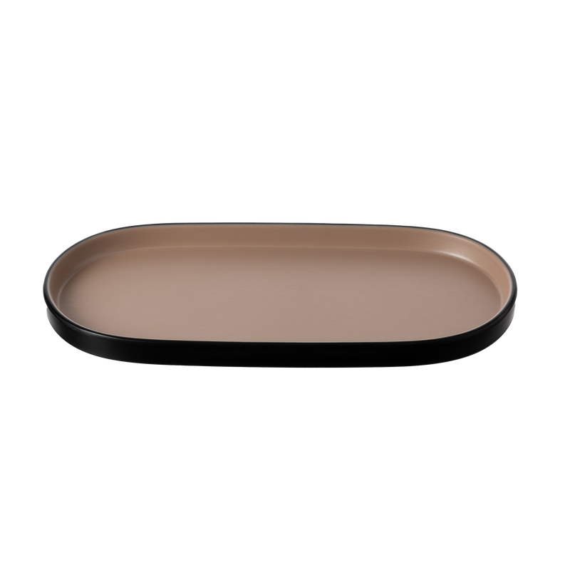 Melamine - Oblong Plate 26x13cm - Beige & Black