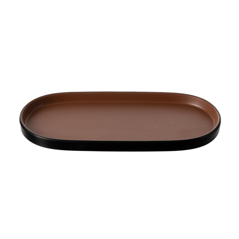 Melamine - Oblong Plate 29x13cm - Brown & Black