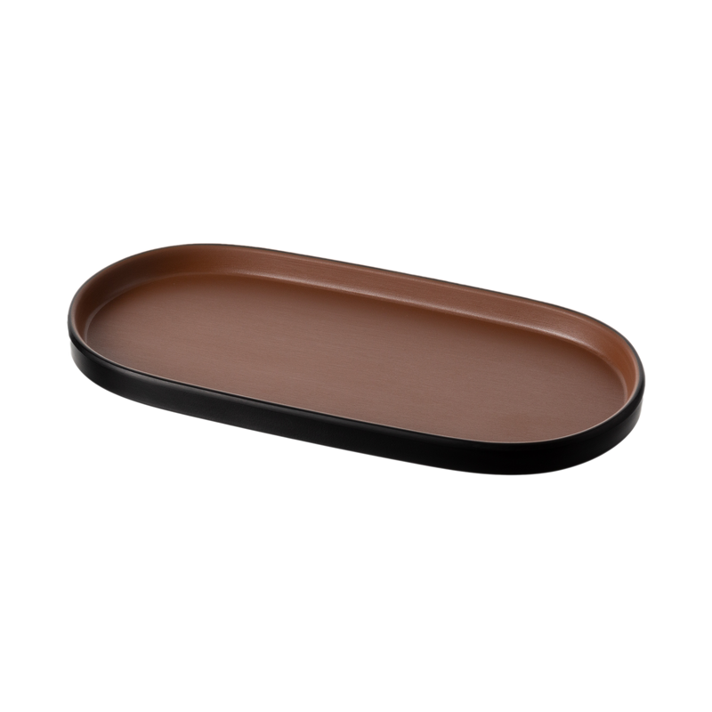 Melamine - Oblong Plate 29x13cm - Brown & Black