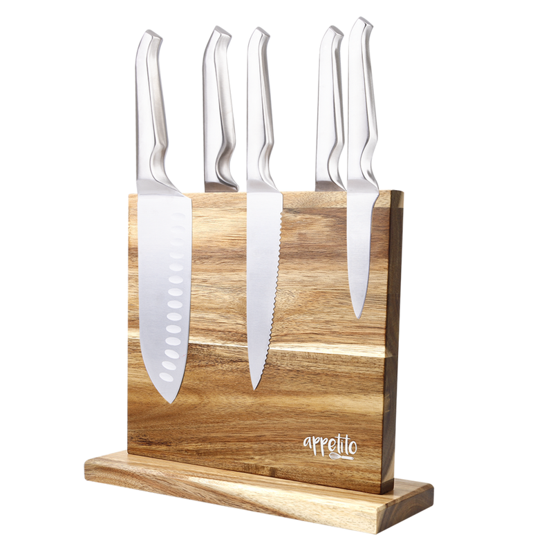 Magnetic Knife Stand - Dbl Sided, Acacia Wood