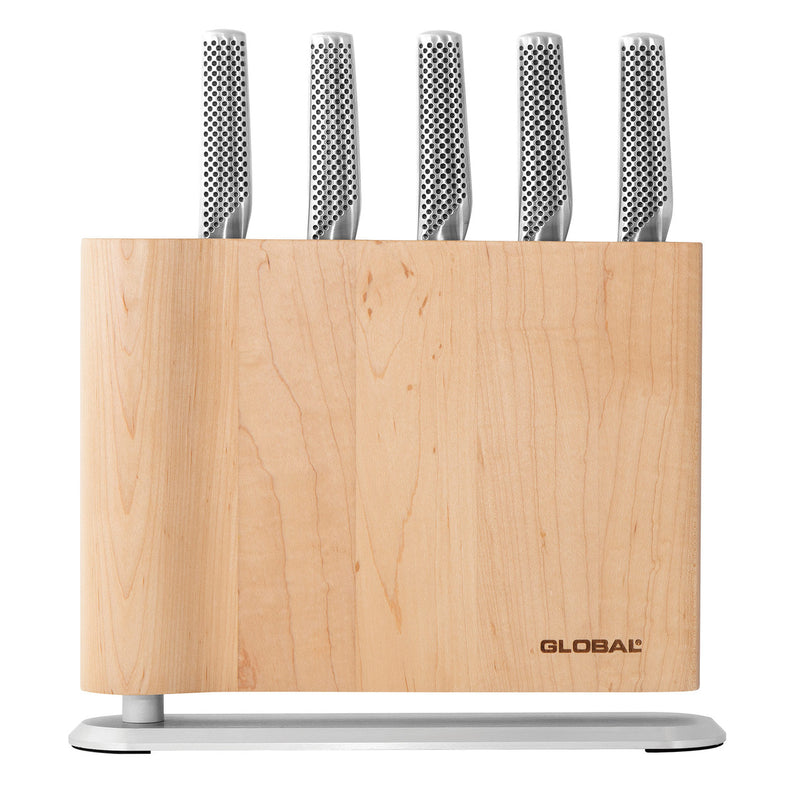 Global 6 Piece Knife Block Set - Maple