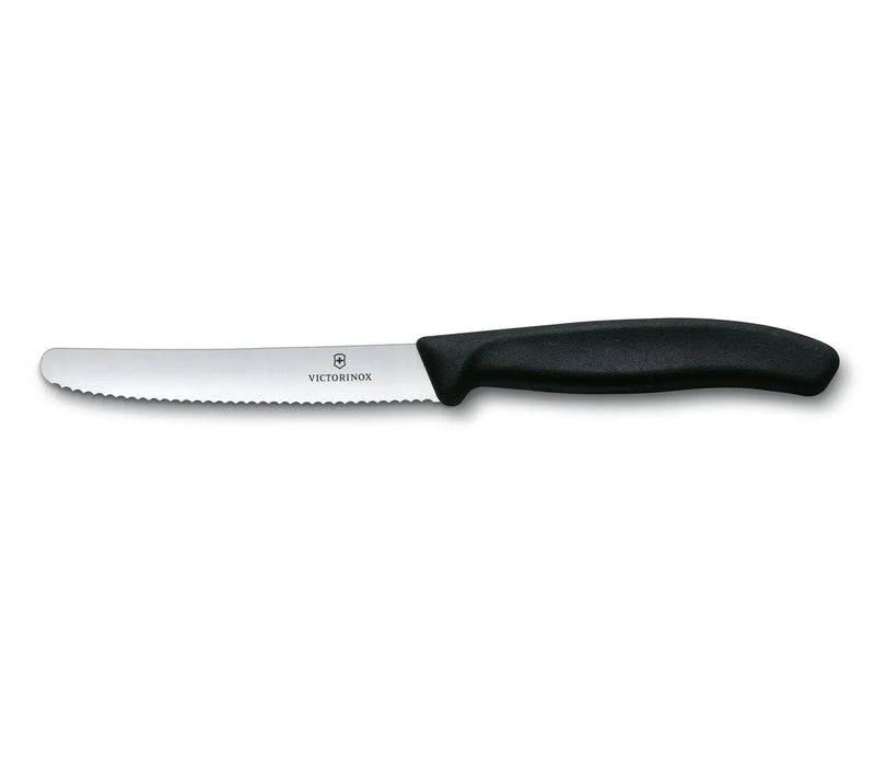 Steak Knife Serrated Round Tip 11cm Black