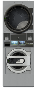 Domus DLT-18 TOUCH II G 20kg stacked commercial washer and gas dryer, front view