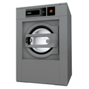 Domus DHS-28 TOUCH II 28kg high spin commercial washer, angled view with touchscreen and emergency stop