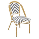 Eiffel Chair - Natural Frame - Dark Grey/ White Chevron