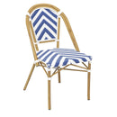 Eiffel Chair - Natural Frame - Navy / White Chevron