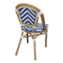 Eiffel Chair - Natural Frame - Navy / White Chevron